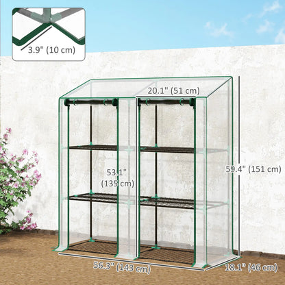 Portable Mini Greenhouse, 3 Tier Shelves, Reinforced Cover, 56.3" x 18.1" x 59.4" Greenhouses at Gallery Canada
