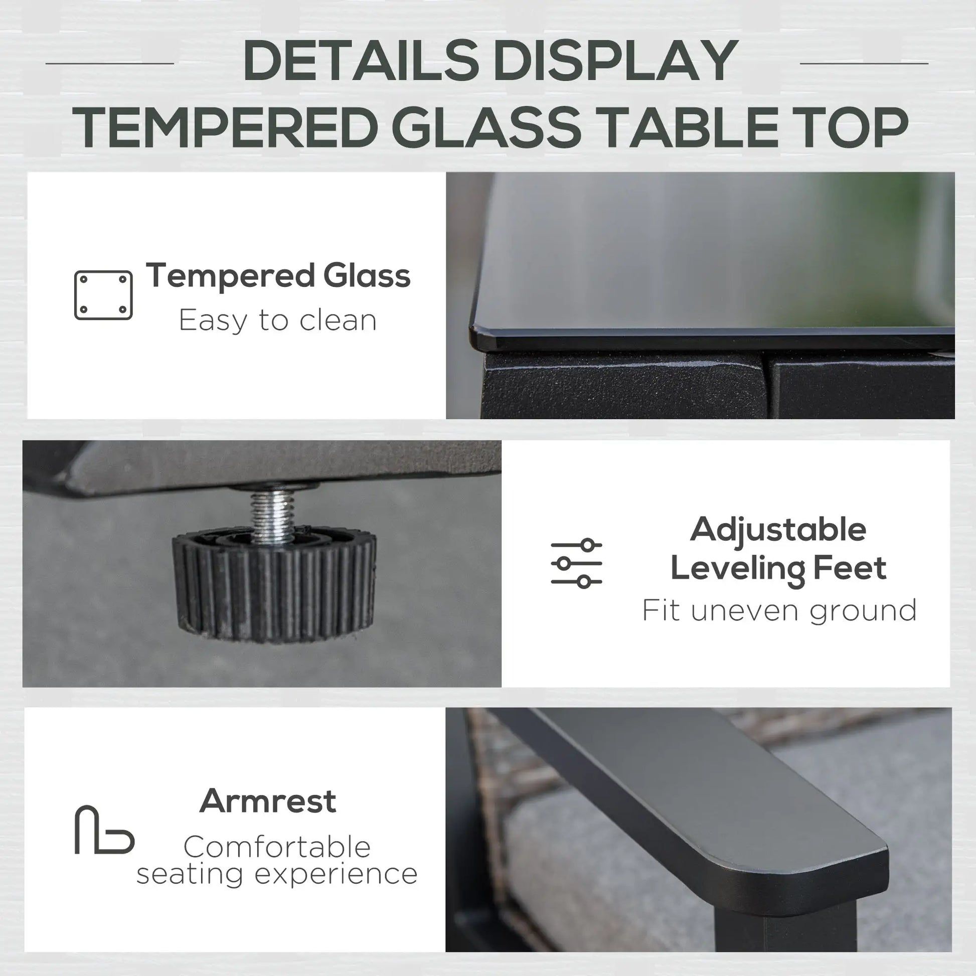 4pc Patio Furniture Set, Aluminum Frame, PE Rattan, 2 Sofas, 1 Loveseat, Coffee Table, Tempered Glass Top, Black, Grey Patio Furniture Sets at Gallery Canada