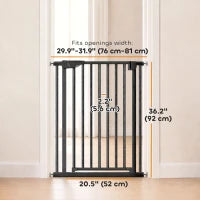 30-32In Baby Pet Gate 36In H Auto-Close Two-Way, Black