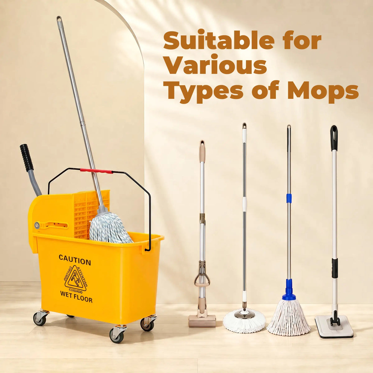 Compact Mop Bucket with Wringer, 5 Gallon, Yellow Household Supplies at Gallery Canada
