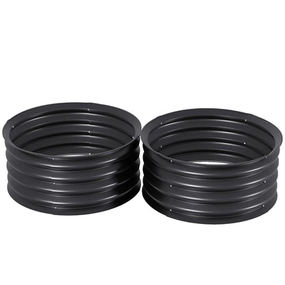 Set of 2 Raised Garden Beds, Metal Planter Box, Easy Assembly, Dark Grey Raised Garden Beds Dark Grey at Gallery Canada