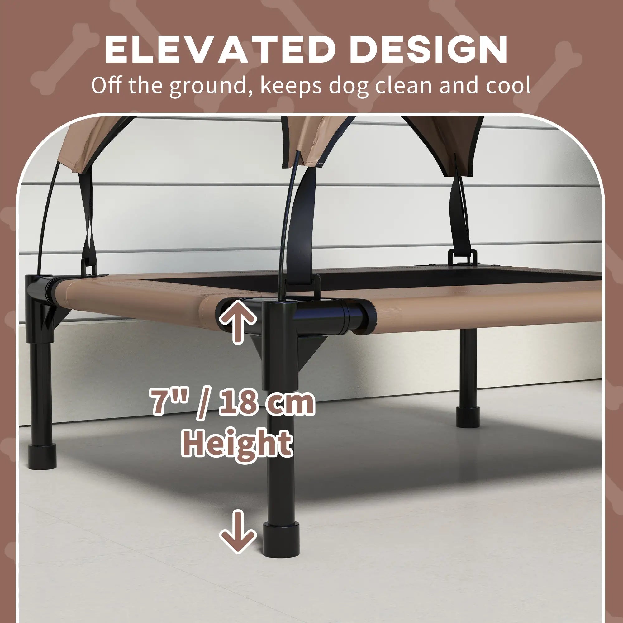 Raised Dog Bed Cooling Dog Cot w/ Canopy Washable Breathable Mesh, for Small and Medium Dogs, Coffee Elevated Dog Beds at Gallery Canada
