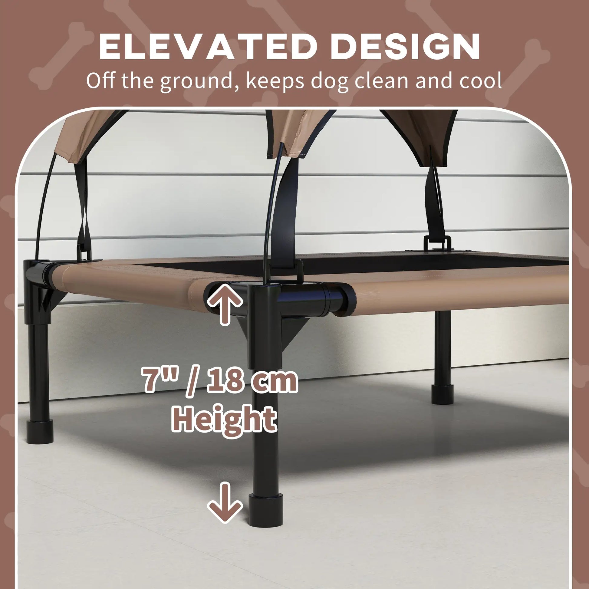 Raised Dog Bed Cooling Dog Cot w/ Canopy Washable Breathable Mesh, for Small and Medium Dogs, Coffee Elevated Dog Beds at Gallery Canada