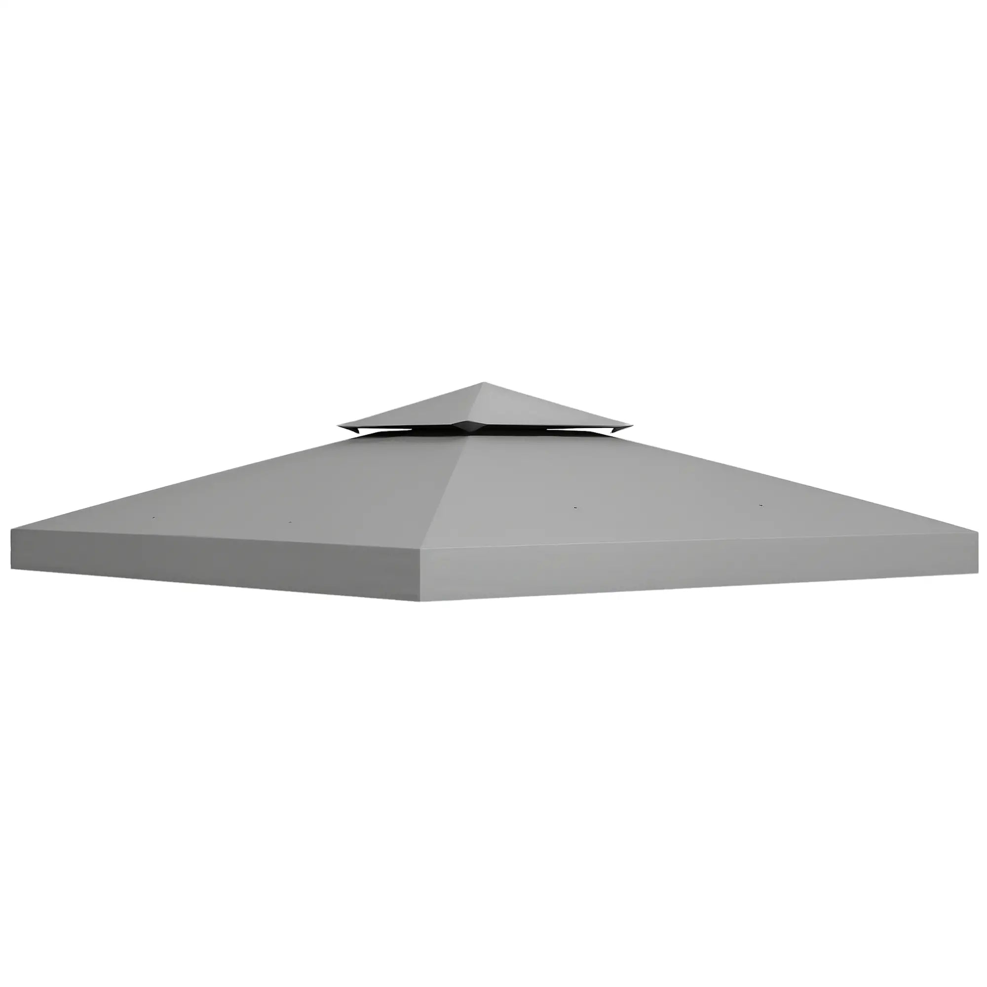 9.8' x 9.8' Square 2-Tier Gazebo Canopy Cover, Light Grey Gazebo Canopy Replacement Light Grey at Gallery Canada