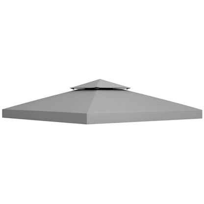 9.8' x 9.8' Square 2-Tier Gazebo Canopy Cover, Light Grey Gazebo Canopy Replacement Light Grey at Gallery Canada