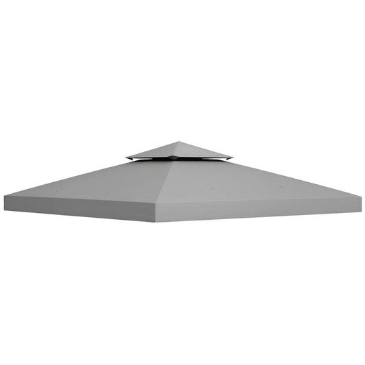 9.8' x 9.8' Square 2-Tier Gazebo Canopy Cover, Light Grey Gazebo Canopy Replacement Light Grey at Gallery Canada