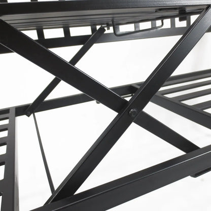 Outdoor Bench, Retractable Table, Metal Frame, Slatted Seat, Black Outdoor Benches at Gallery Canada