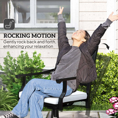 Metal Swivel Rocker Chairs Set of 2, with Cushion, Armrests, for Patio, Garden Bistro Sets at Gallery Canada