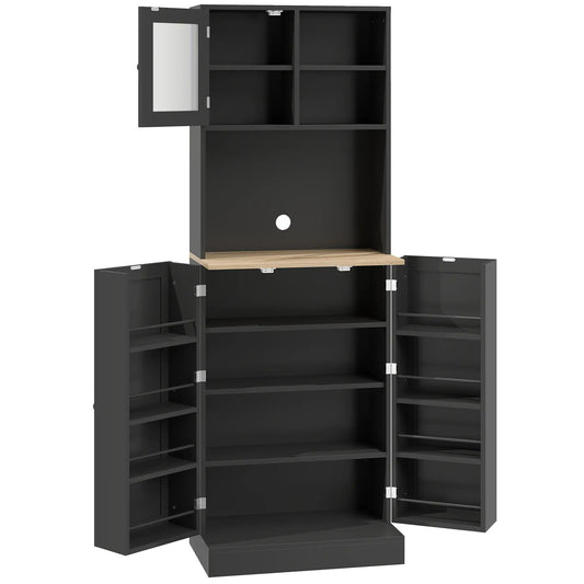 66.5" Tall Kitchen Pantry Cabinet, Microwave Cabinet, Black Kitchen Pantry Cabinets Black at Gallery Canada