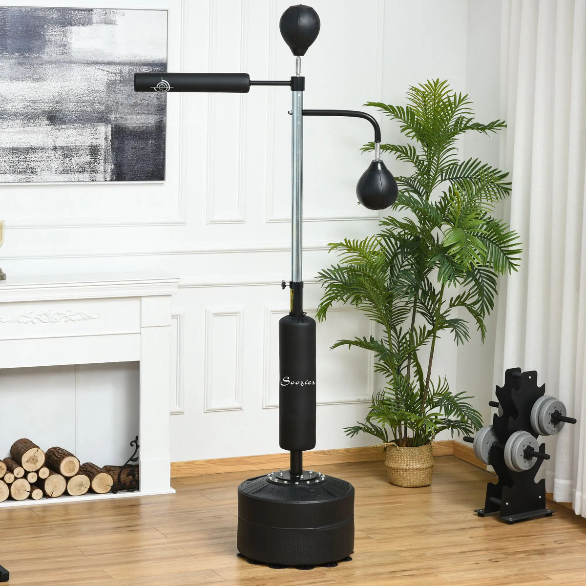 4-in-1 Free Standing Punching Bag, Adjustable Height, 2 Speed Balls, 360° Reflex Bar, Black Punching Bag Hangers at Gallery Canada