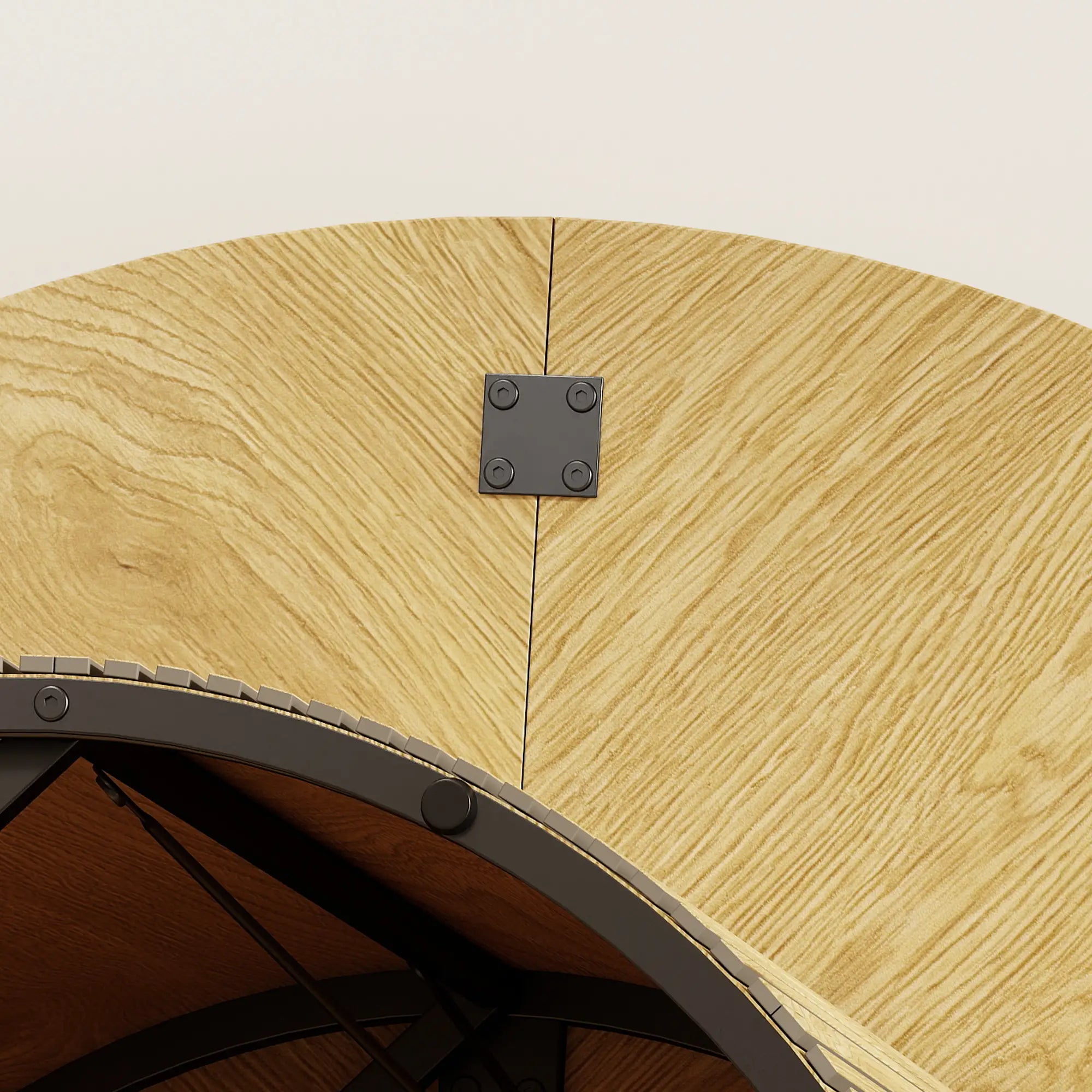 43.3 Inch Round Dining Table For 4-6, Fluted Pedestal, Oak Dining Tables at Gallery Canada