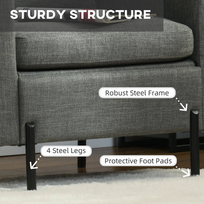 Modern Fabric Accent Armchair, Metal Legs, 2 Side Pockets, Grey Accent Chairs at Gallery Canada