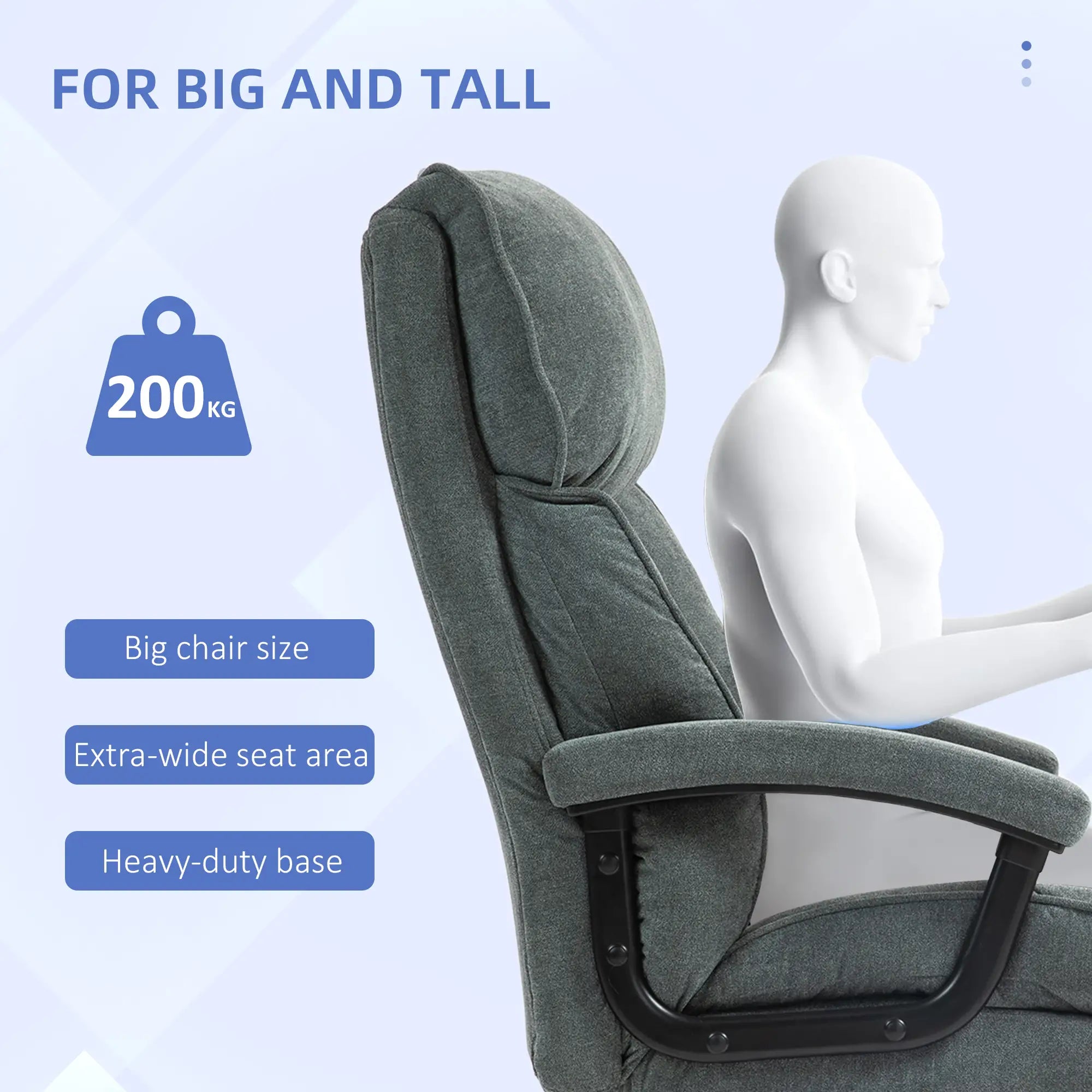 Big Tall Executive Office Chair, 450 Lbs Heavy Duty, Grey Executive & Manager Chairs at Gallery Canada