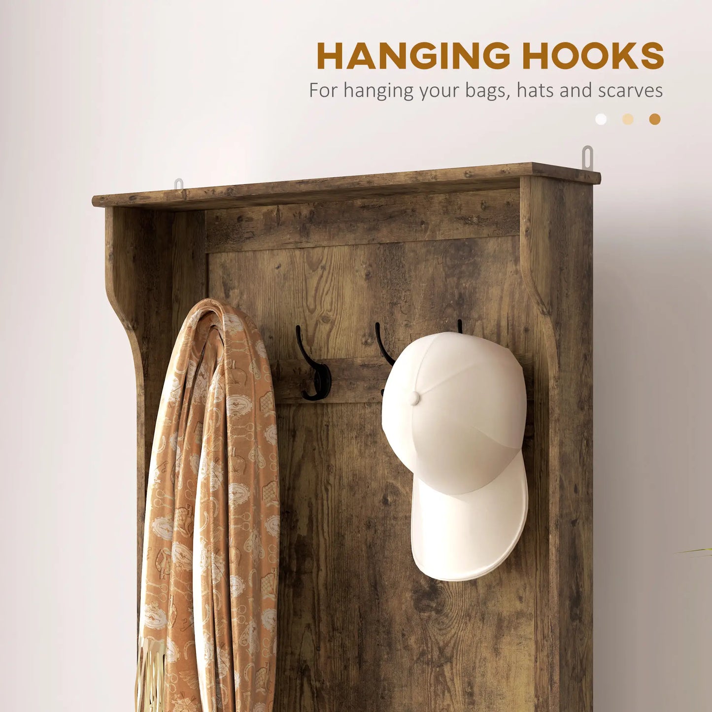 Hall Tree With Coat Rack, Shelf, Shoe Storage, Bench Seat, 4 Hooks, Rustic Brown Clothing Storage at Gallery Canada