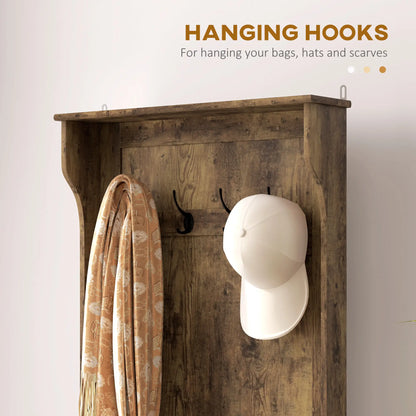 Hall Tree With Coat Rack, Shelf, Shoe Storage, Bench Seat, 4 Hooks, Rustic Brown Clothing Storage at Gallery Canada