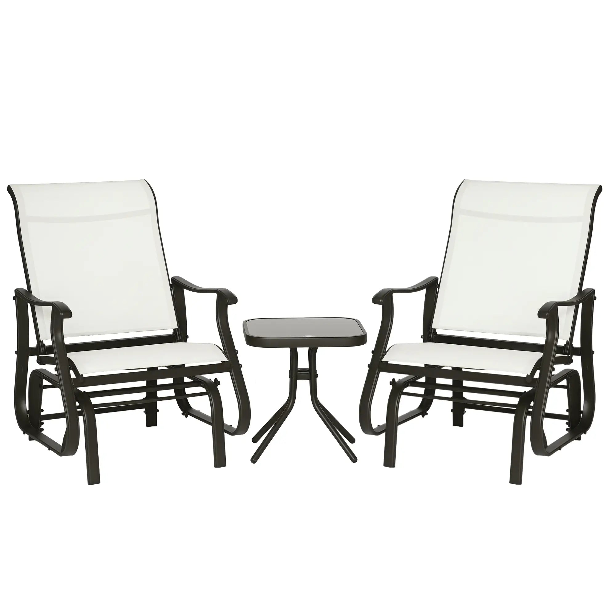 3pc Gliding Rocking Chair Set Cream White, Cream White Outdoor Gliders at Gallery Canada