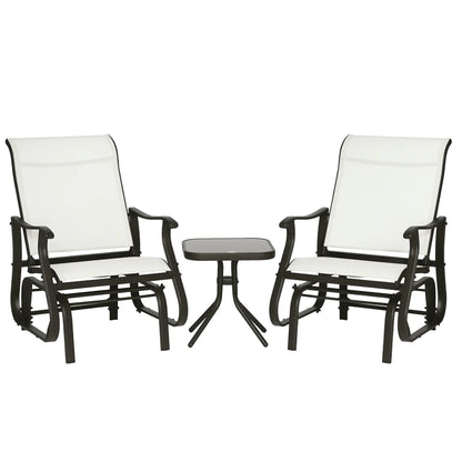 3pc Gliding Rocking Chair Set Cream White, Cream White Outdoor Gliders at Gallery Canada