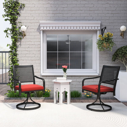 Patio Swivel Chair with Cushion, Outdoor Rocker, Curved Armrests, Red Bistro Sets at Gallery Canada