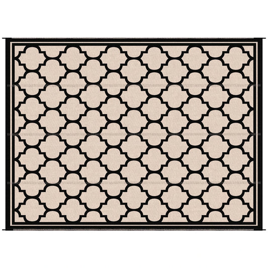 9'x12' Reversible Outdoor RV Rug, Patio Mat, Black Outdoor Reversible Rugs Black, Beige at Gallery Canada