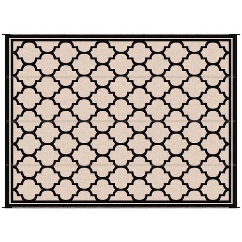 9'x12' Reversible Outdoor RV Rug, Patio Mat, Black