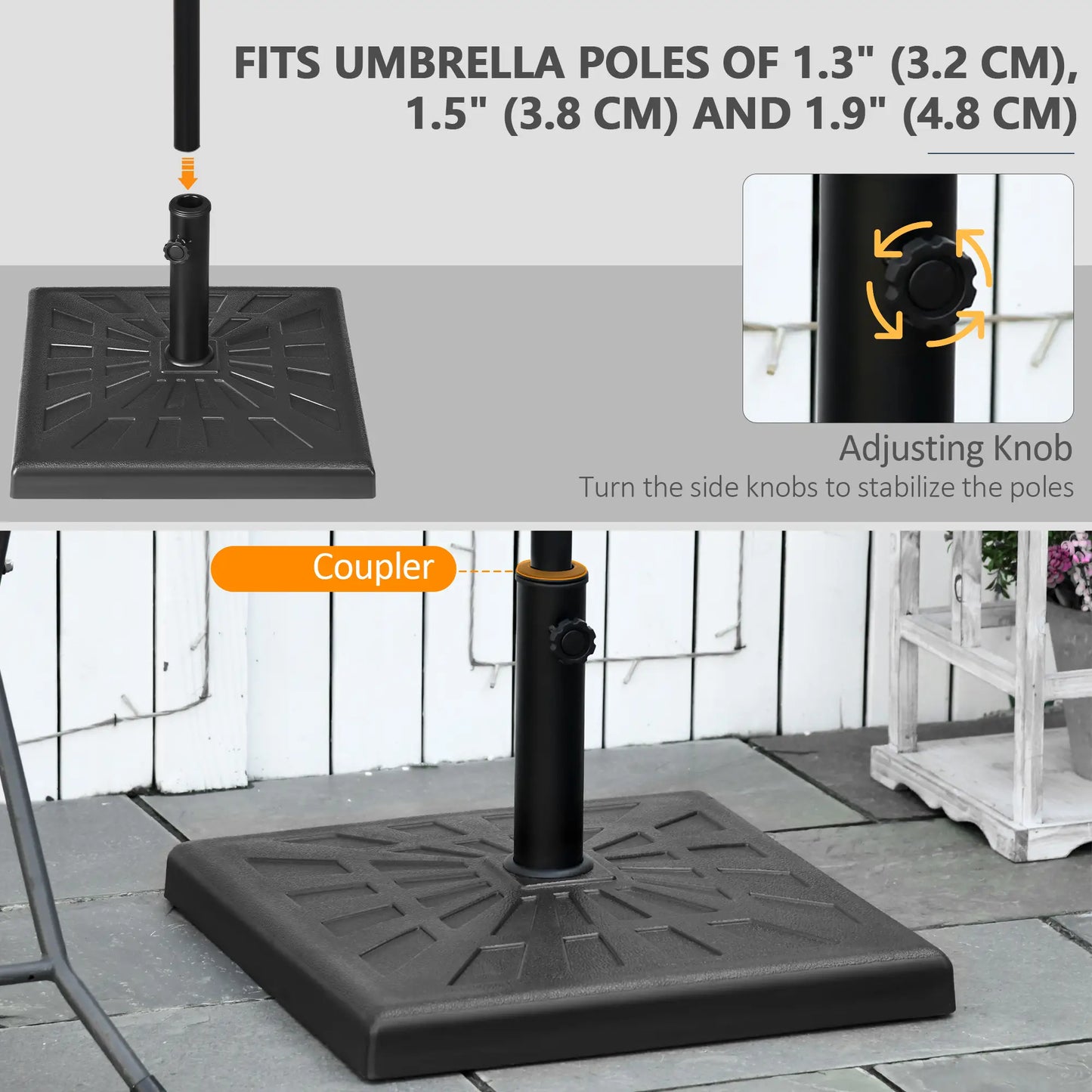 42 lb Heavy Duty Patio Umbrella Stand, 20" Resin Base, Black Umbrella Bases at Gallery Canada
