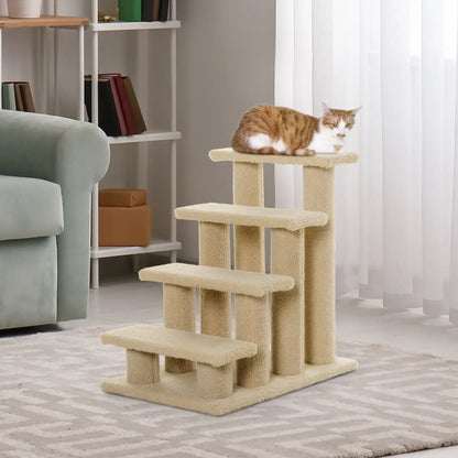 23.5" 4 Tier Pet Stairs, Dog Cat Step, Cream White Cat Stairs at Gallery Canada