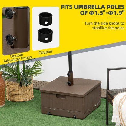 3-in-1 Outdoor Umbrella Base with Wheels, Side Table, Planter Box, 175lbs, Brown Umbrella Bases at Gallery Canada