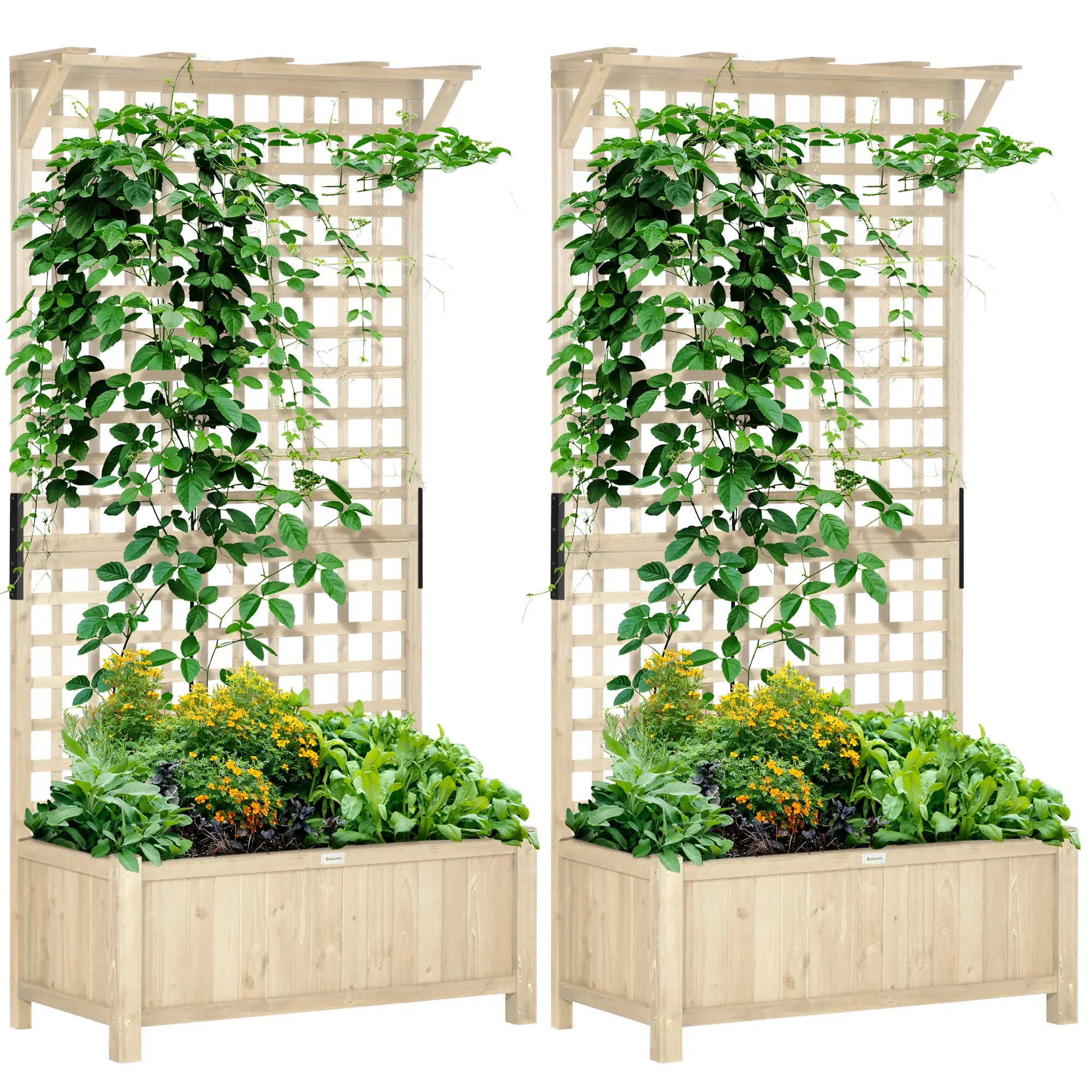 Wood Planter With Trellis For Climbing Plants, Raised Garden Bed Wooden Planter Boxes at Gallery Canada