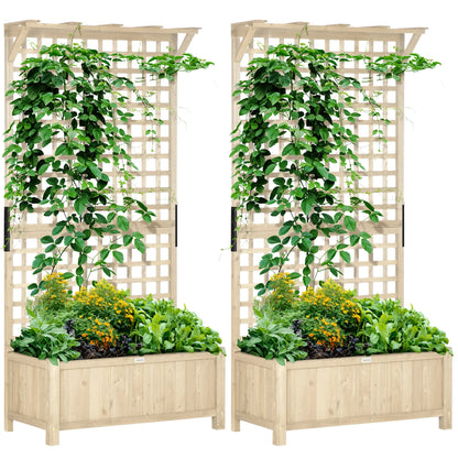 Wood Planter With Trellis For Climbing Plants, Raised Garden Bed Wooden Planter Boxes at Gallery Canada