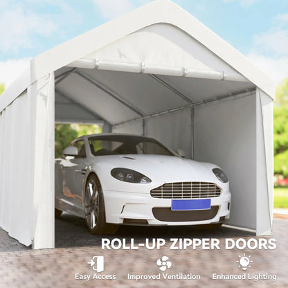 10 x 20 ft Portable Garage, 2 Roll-Up Doors, Removable Sidewalls, White Car Shelters at Gallery Canada