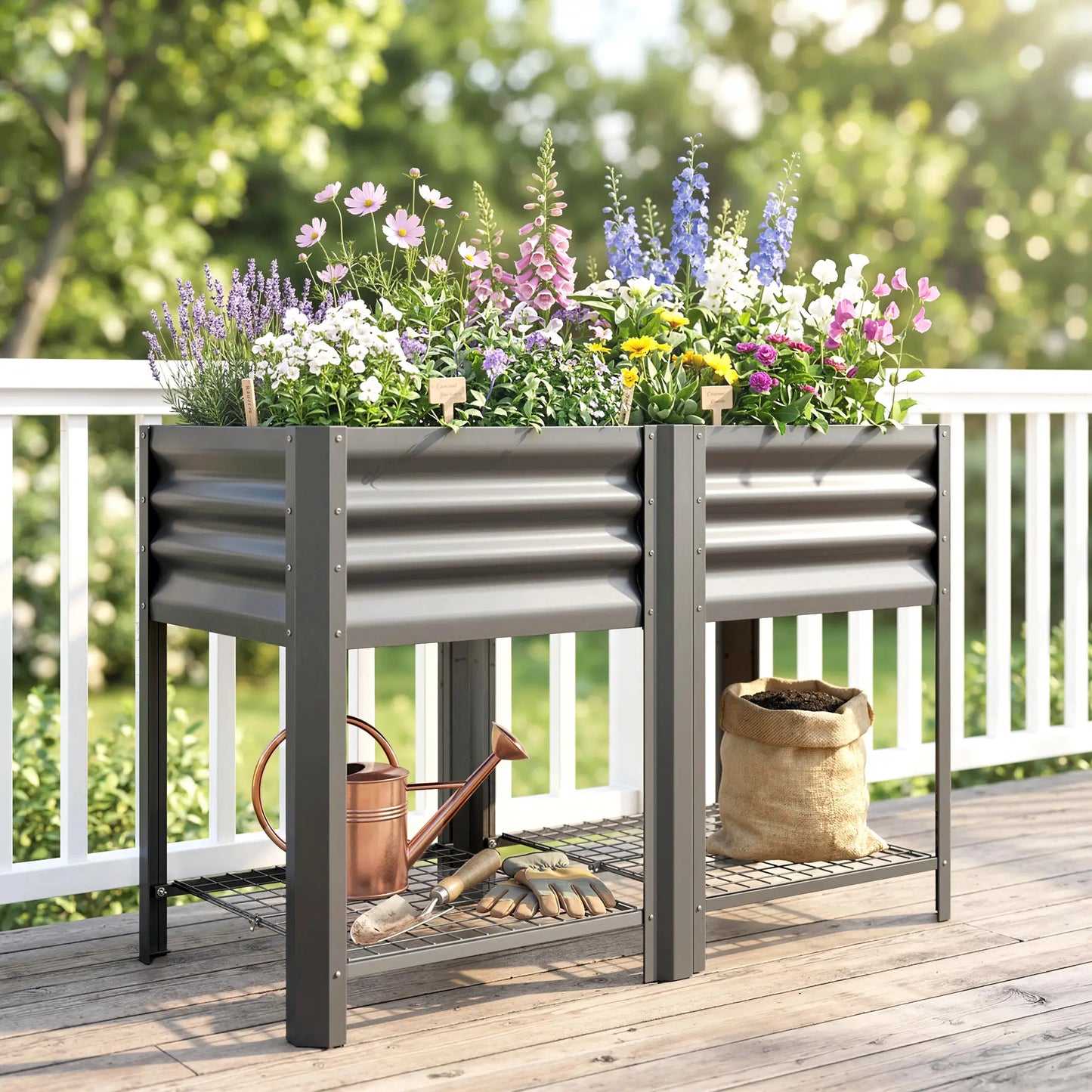 Raised Garden Bed With Legs, 31.5", Elevated Planter Box, Dark Grey Elevated Garden Beds at Gallery Canada