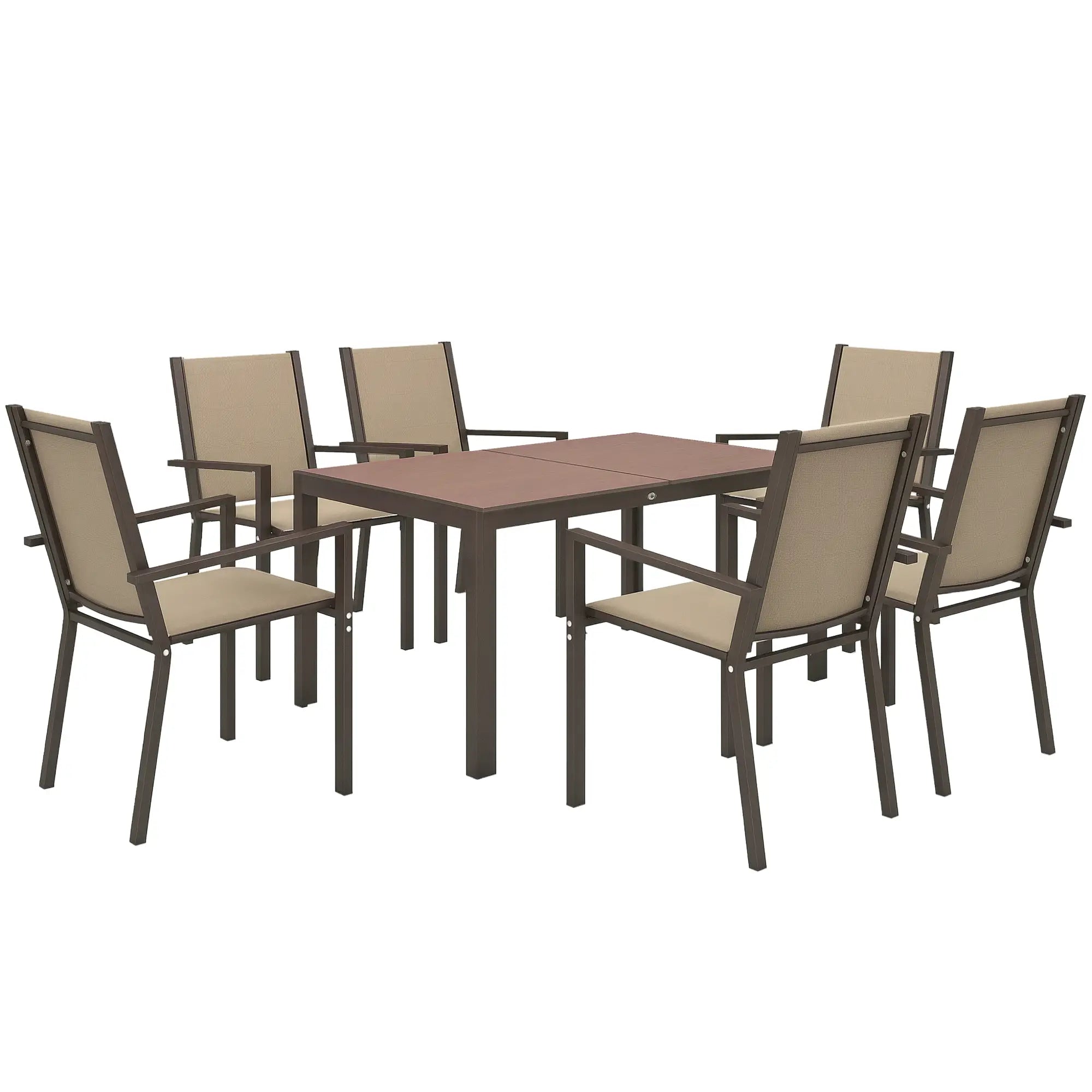7-Piece Outdoor Dining Set With Rectangular Table & 6 Stackable Chairs Outdoor Dining Sets at Gallery Canada