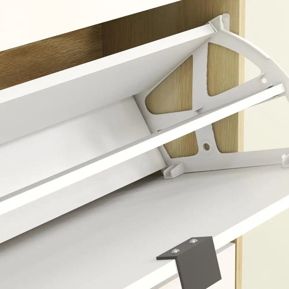 Narrow Shoe Cabinet, 3 Flip Drawers, Adjustable Shelves, Holds 24 Pairs, White Shoe Storage Cabinets & Racks at Gallery Canada