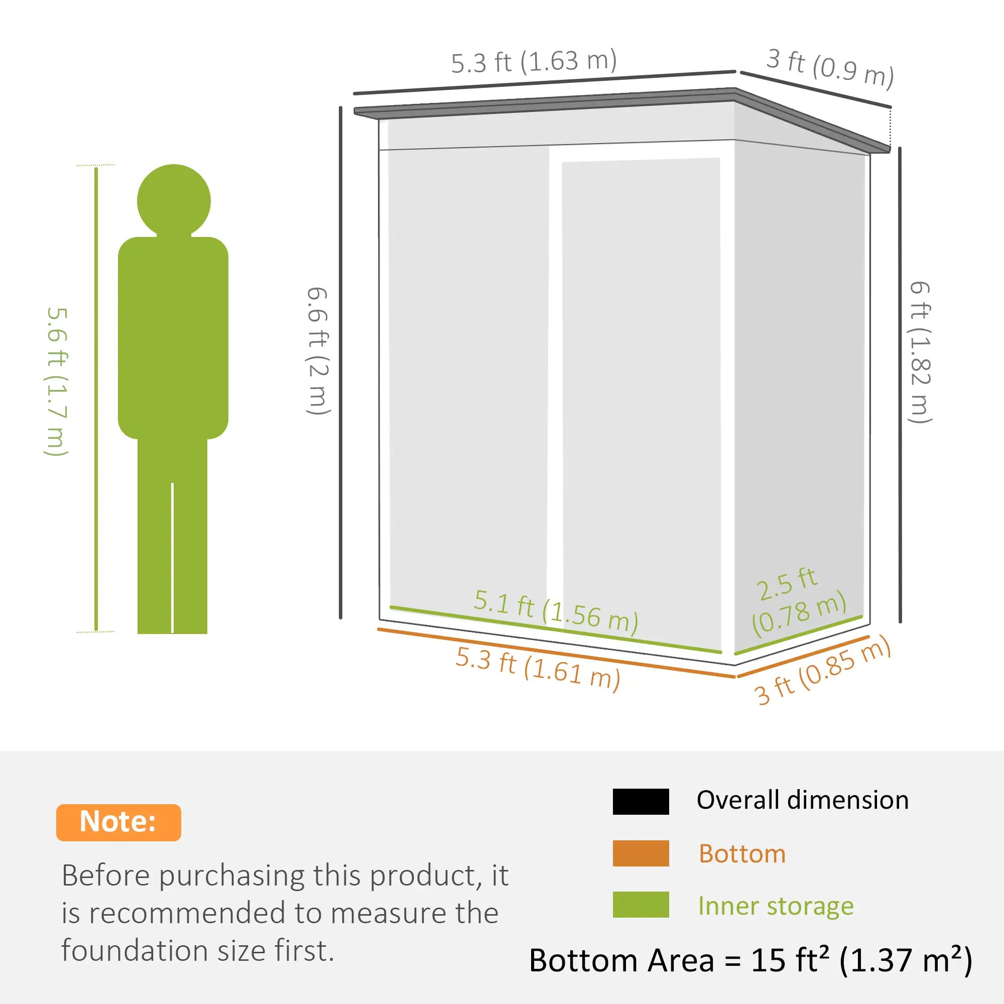 5 x 3 ft Metal Garden Shed, Lean-To Outdoor Storage, Dark Grey Sheds at Gallery Canada