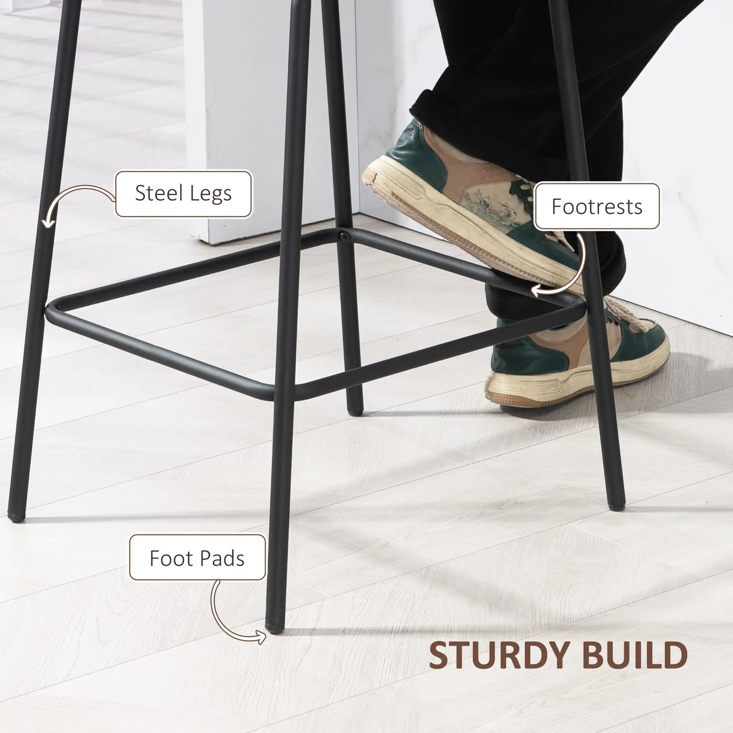 Upholstered Counter Height Bar Stools, Set of 2, Steel Legs Bar Stools at Gallery Canada