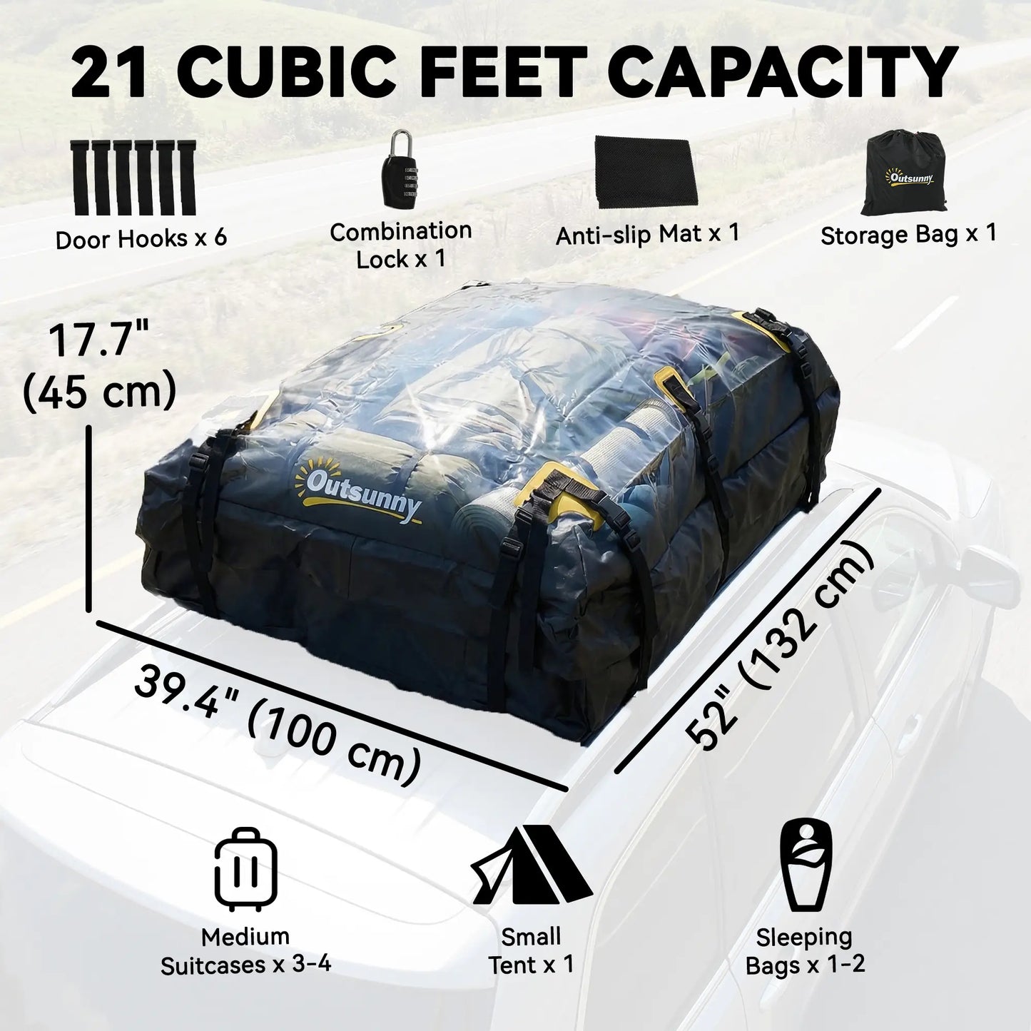 Waterproof Soft-Shell Roof Cargo Carrier, 21 Cubic Feet, Anti-Slip Mat Automotive at Gallery Canada