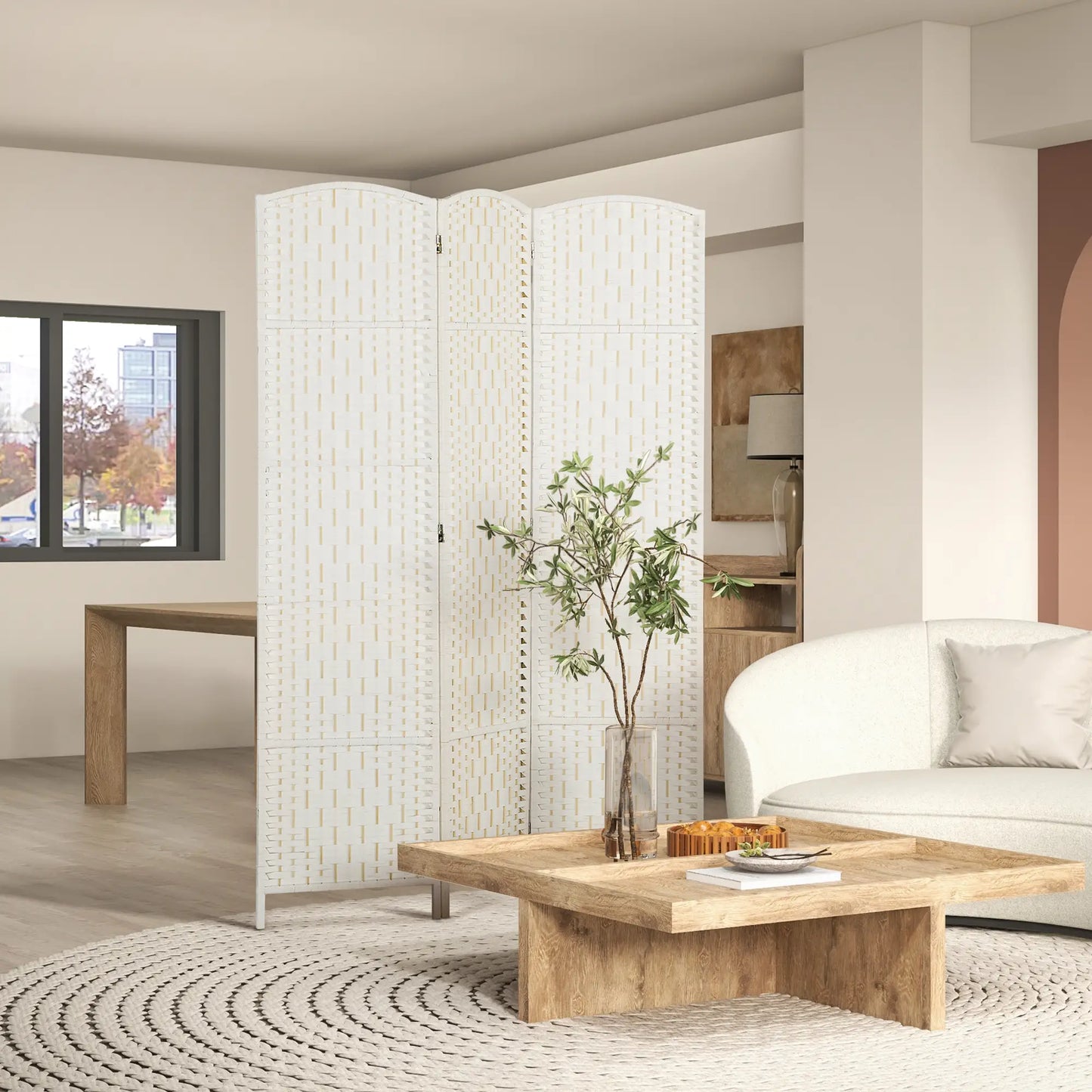 6ft Folding Room Divider, 3 Panel Wooden Partition, White Room Dividers at Gallery Canada