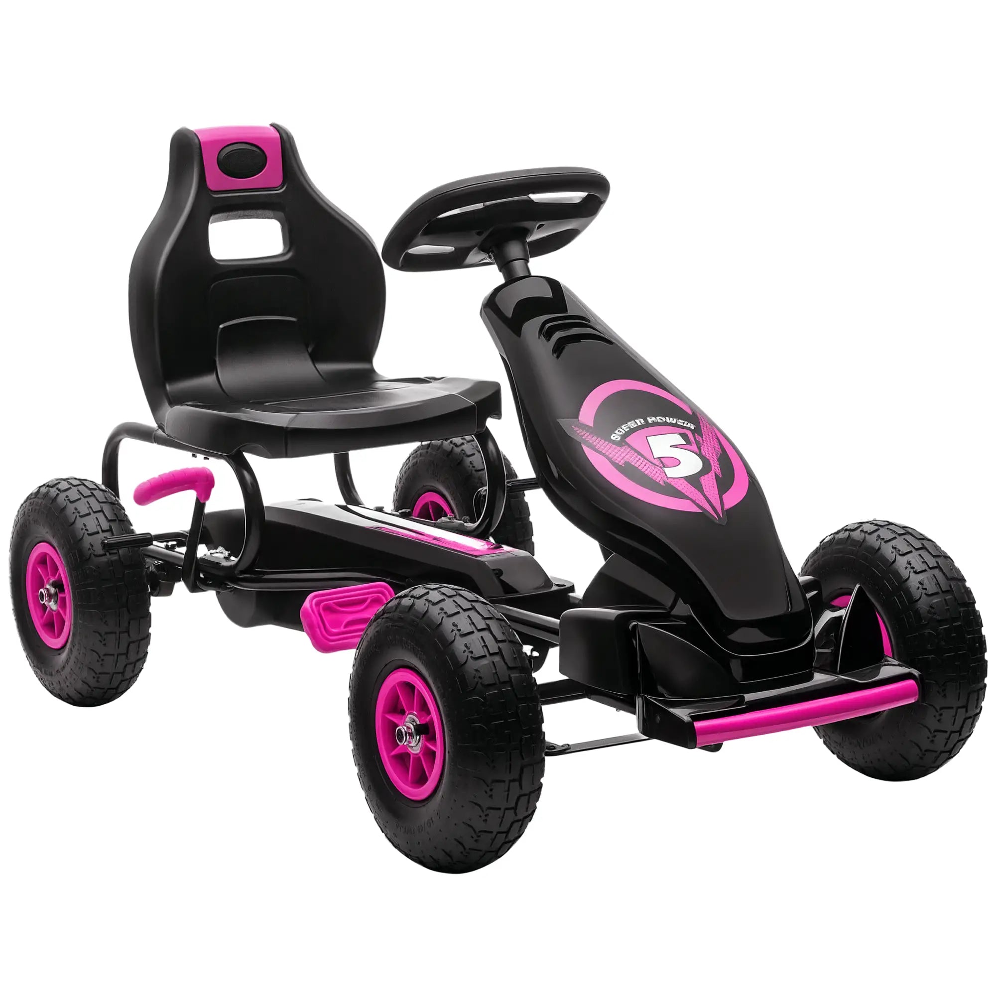 Adjustable Seat Pedal Go Kart, Rubber Wheels Shock Absorb, Pink Pedal Go Karts for Kids at Gallery Canada