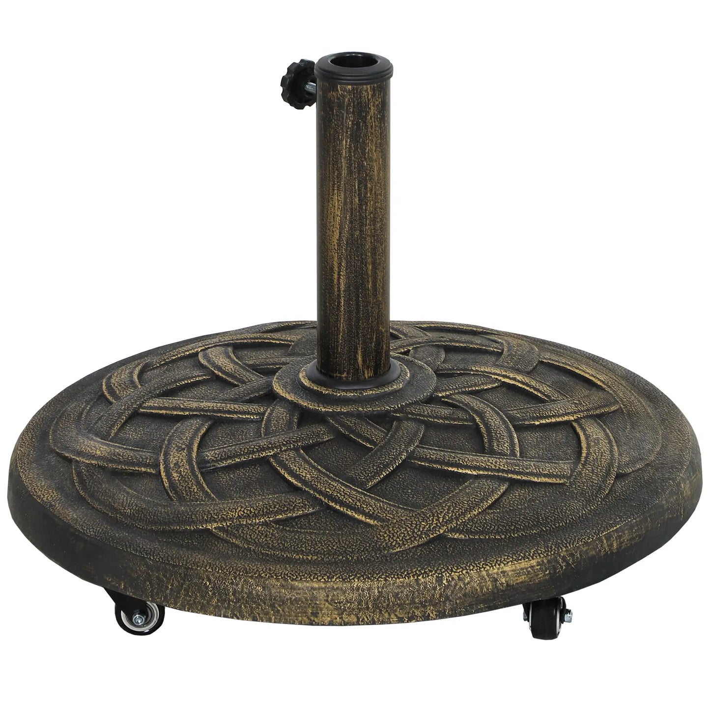 Round Patio Umbrella Base With Wheels, 44 Lbs Resin Stand, 1.3"/1.5"/1.9" Poles, Bronze Umbrella Bases Bronze at Gallery Canada