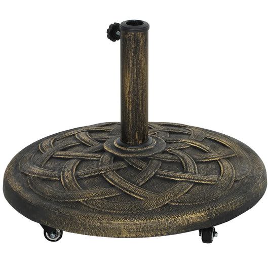 Round Patio Umbrella Base With Wheels, 44 Lbs Resin Stand, 1.3"/1.5"/1.9" Poles, Bronze Umbrella Bases Bronze at Gallery Canada