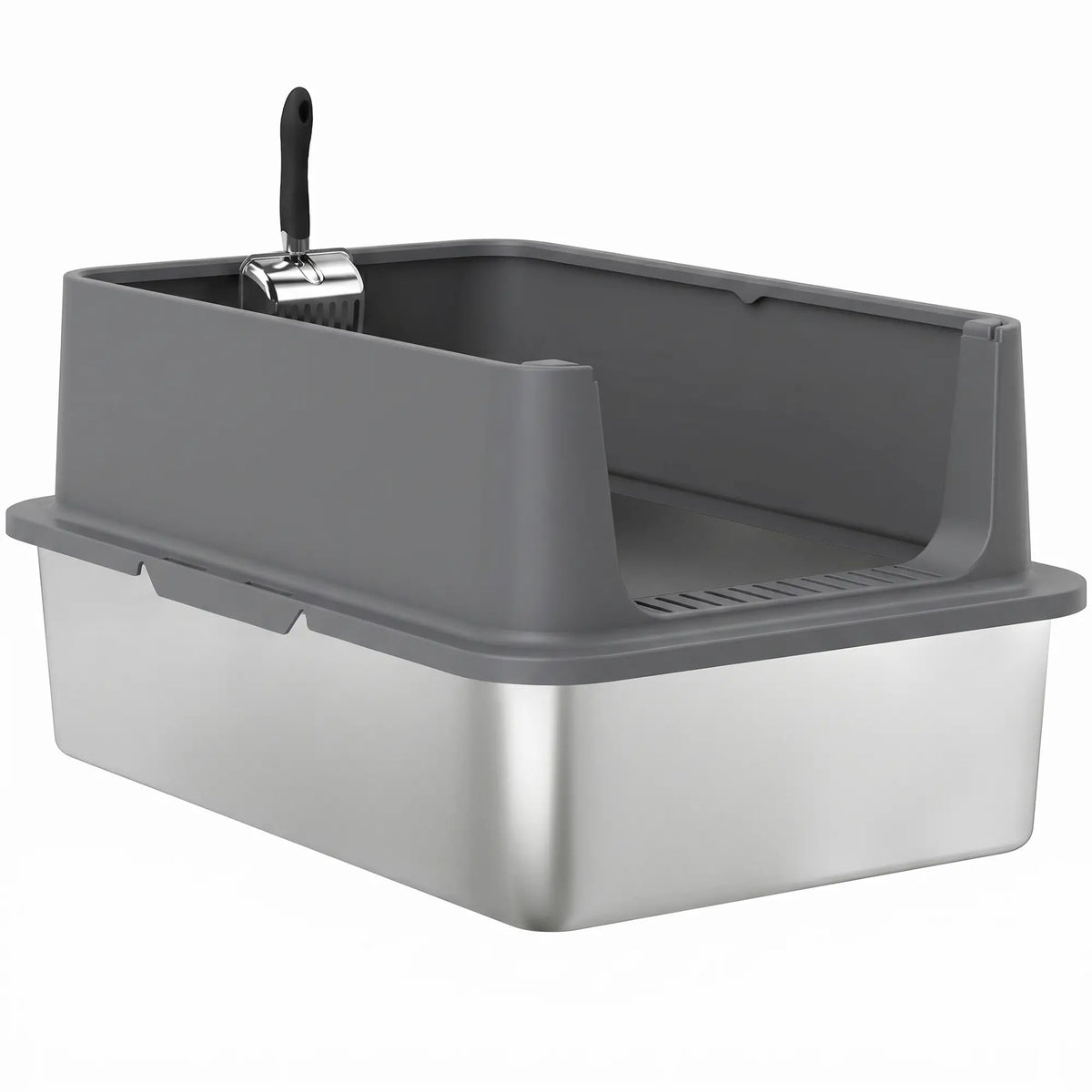 XL Stainless Steel Cat Litter Box, High Wall, Odor Free, Steel Cat Litter Box Enclosures Dark Grey, Stainless Steel at Gallery Canada