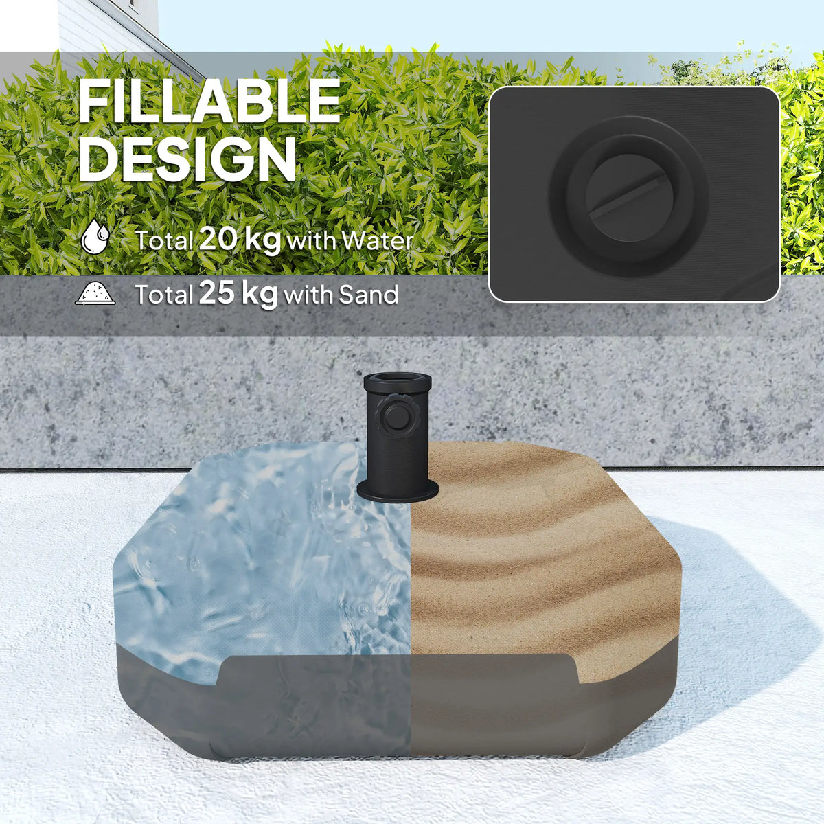 Square Patio Umbrella Base, 17.7" L x 17.7" W x 9.8" H, Black Umbrella Bases at Gallery Canada