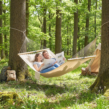 Outdoor Padded Camping Hammock With Pillow, 200 x 140 cm, Cream White Camping Hammocks at Gallery Canada