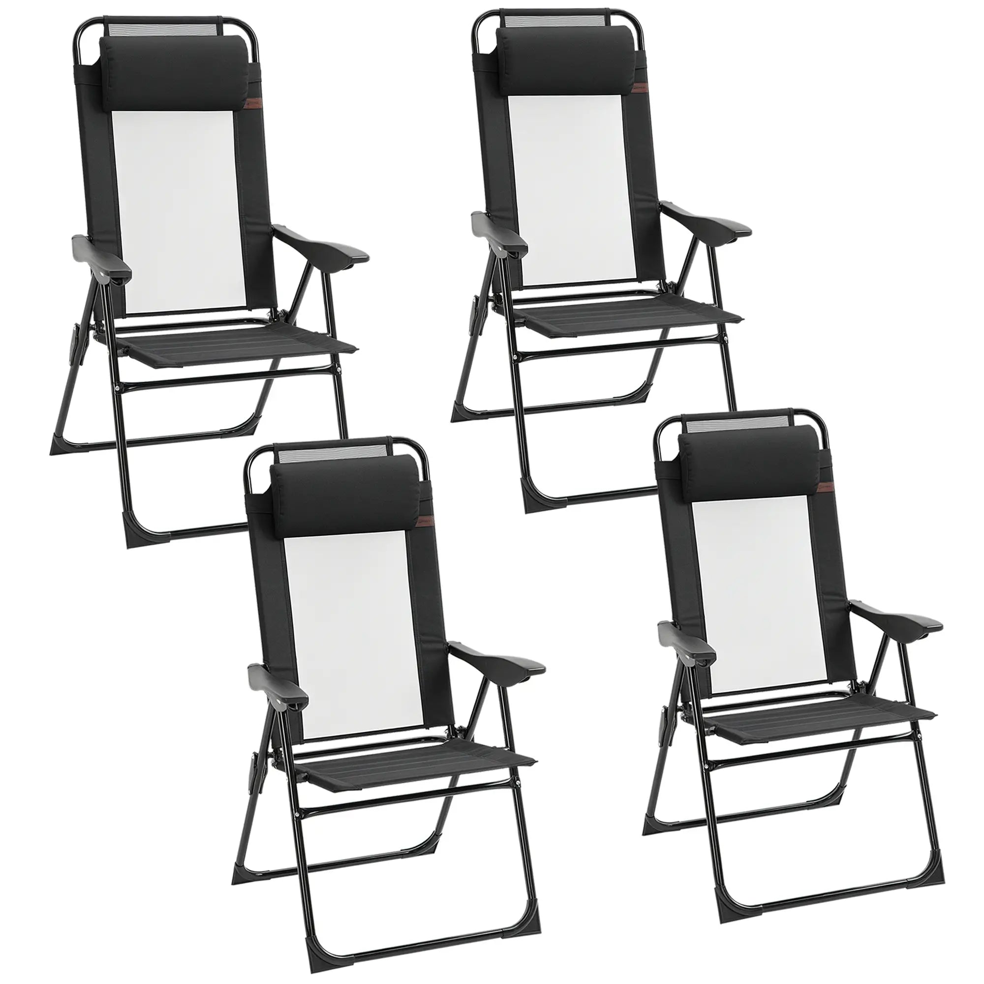 Set of 4 Folding Camping Chairs, Black Patio Chairs Black at Gallery Canada