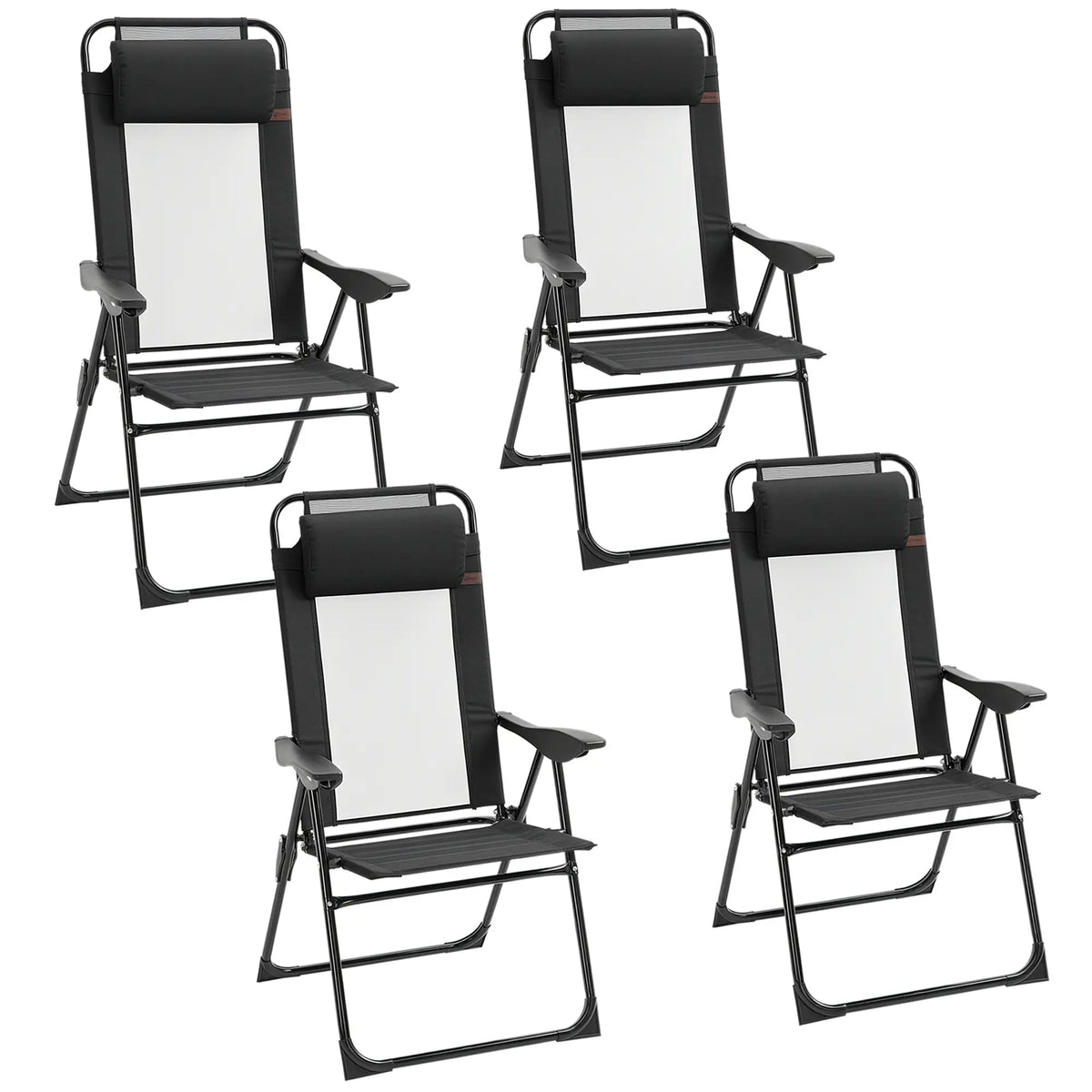 Set of 4 Folding Camping Chairs, Black Patio Chairs Black at Gallery Canada