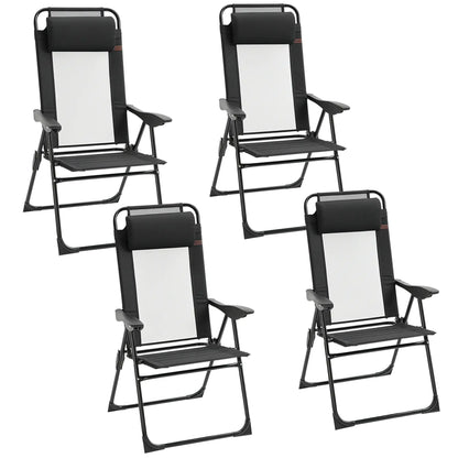 Set of 4 Folding Camping Chairs, Black Patio Chairs Black at Gallery Canada