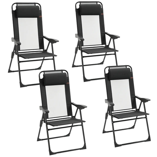 Set of 4 Folding Camping Chairs, Black Patio Chairs Black at Gallery Canada