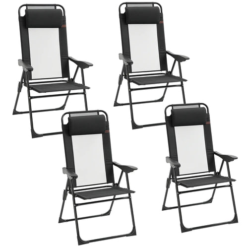 Set of 4 Folding Camping Chairs, Black