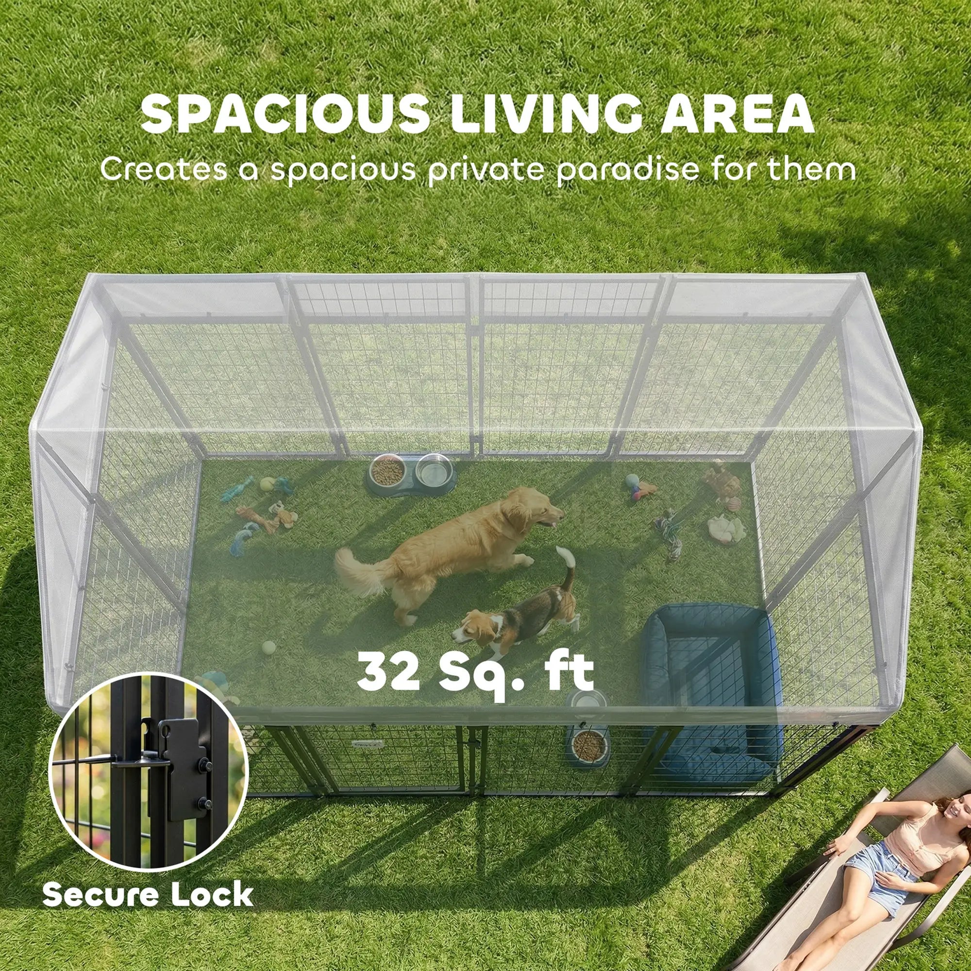 Outdoor Dog Kennel With Roof, 8' x 4' x 6', Heavy Duty Welded Wire Playpen Dog Kennels at Gallery Canada