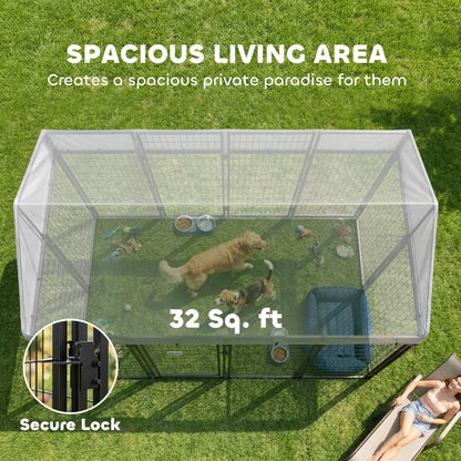 Outdoor Dog Kennel With Roof, 8' x 4' x 6', Heavy Duty Welded Wire Playpen Dog Kennels at Gallery Canada